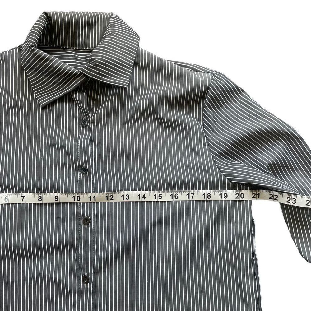 Grey Striped High Low Button Up Size L - image 6